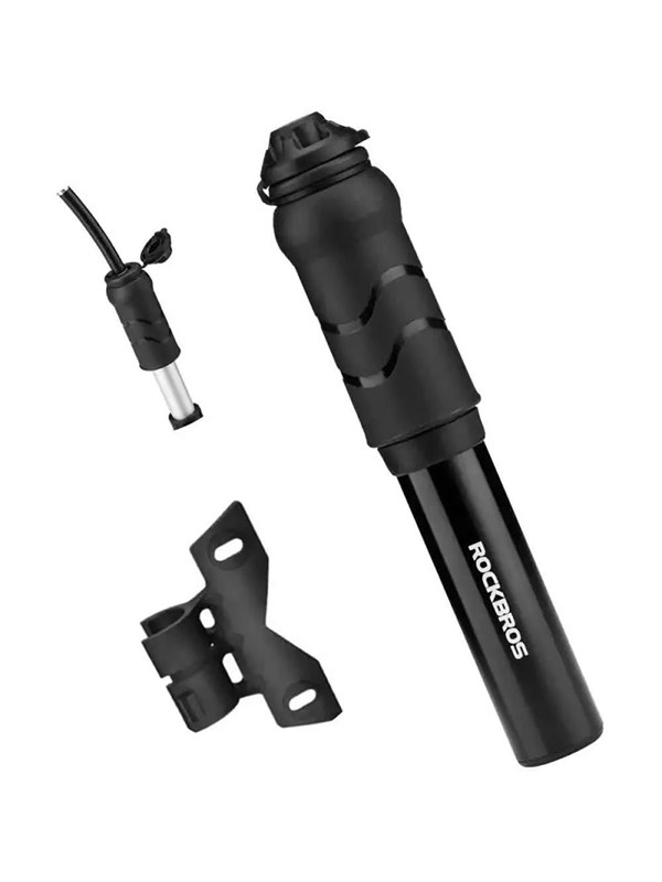 Rockbros 810PCS-HP Mini Hand Bicycle Pump with Presta & Schrader Hose - Black