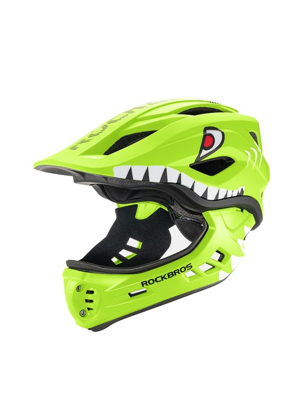 Rockbros TT-32003 Shark Children's Bike Helmet with Detachable Jaw Size S (48-52) - Green
