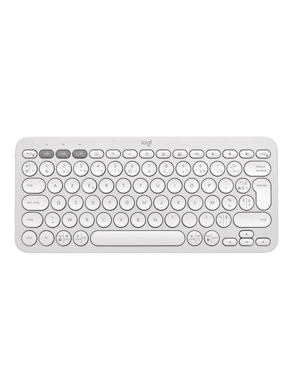 Logitech Pebble Keys 2 K380s Wireless Keyboard - Tonal White - Tastatur - 60 - Franzsisch - Weiss