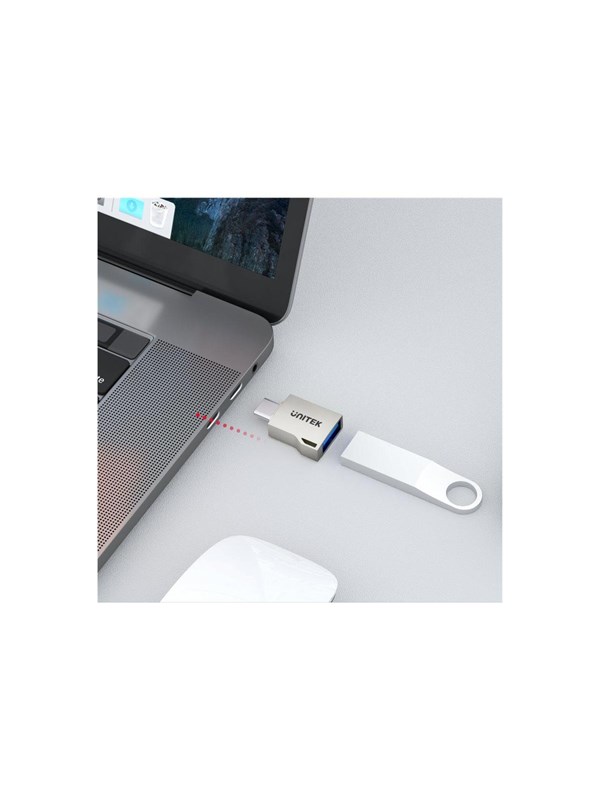 Adapter UNITEK A1025GNI USB C auf USB A Silber Kompakt