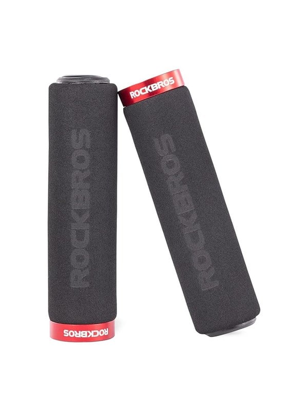 Rockbros BT1001BKRD sponge bicycle handlebar grips - black and red