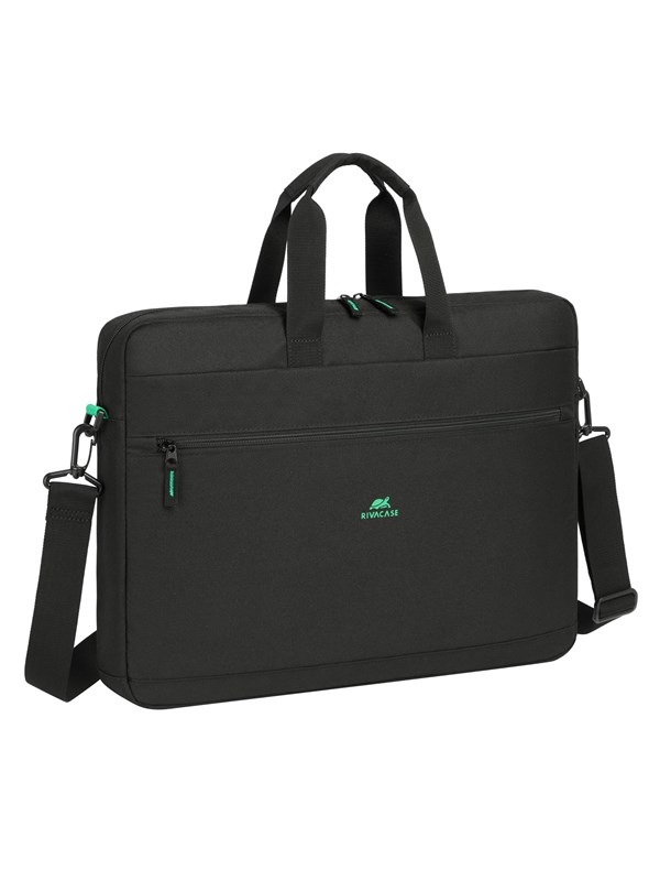 Rivacase Laptoptasche Eco 17,3 Zoll, Casual Topload Laptop Tasche wasserabweisend, Notebook-Tasche leicht, works with Chromebook, Umhängetasche mit Schultergurt, Schwarz