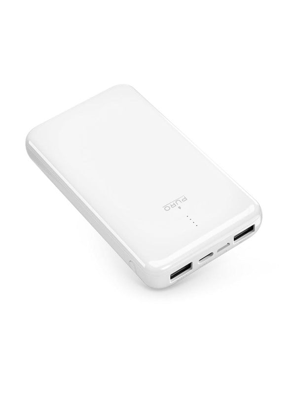 Puro Powerbank White 10000mAh 12W 2xUSB-A + USB-C - White Powerbank (Akku) - Gelb - 10000 mAh