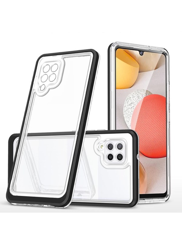 Hurtel Clear 3in1 Case for Samsung Galaxy A42 5G Frame Gel Cover Black
