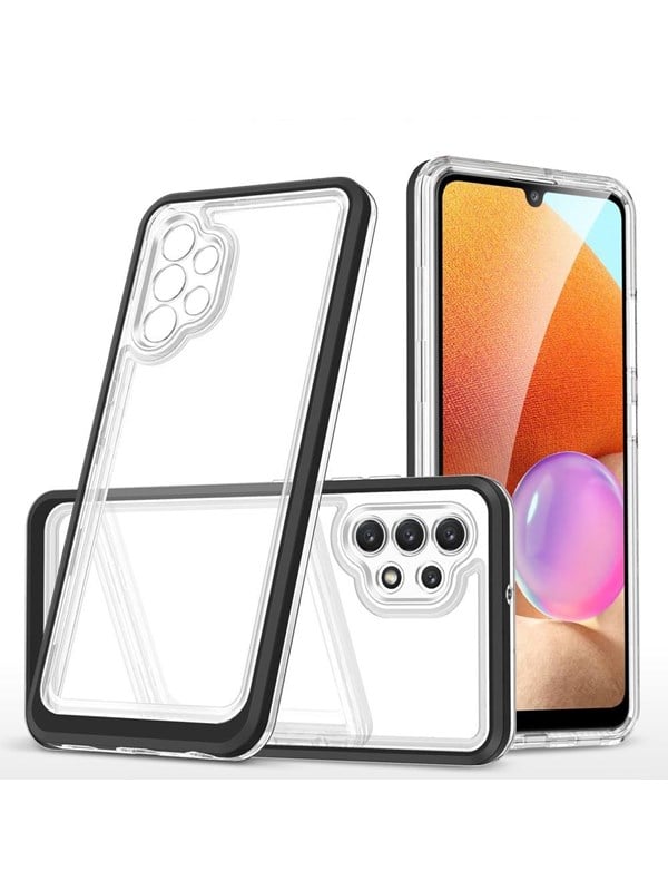 Hurtel Clear 3in1 Case for Samsung Galaxy A72 4G Frame Gel Cover Black
