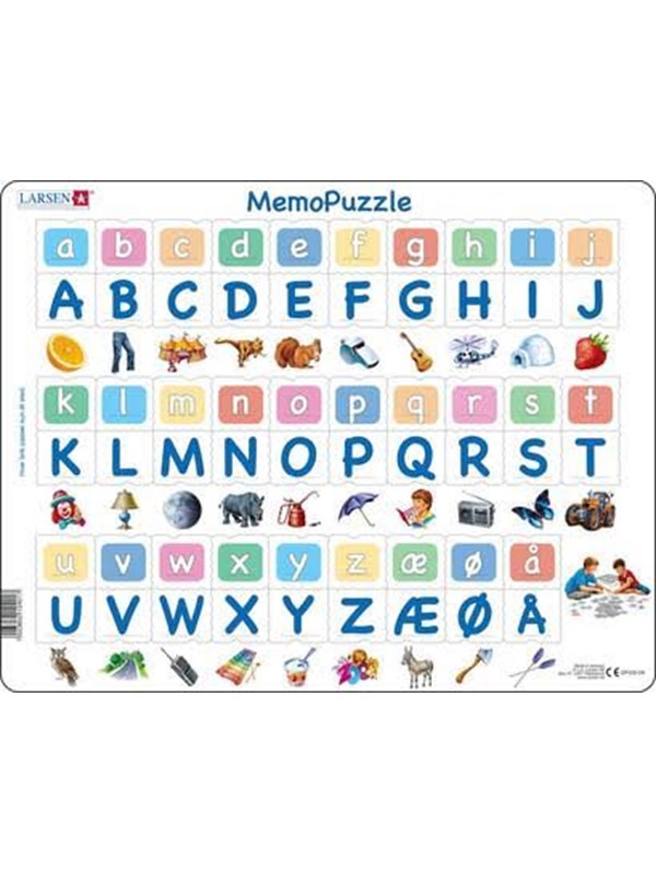Larsen Puzzles Puzzle MemoPuzzle. The alphabet with 29 uppercase and lowercase letters - 58 pieces Maxi (36.5x28.5 cm) Boden