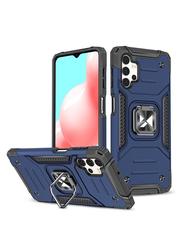 Wozinsky Ring Armor tough hybrid case cover + magnetic holder for Samsung Galaxy A73 blue