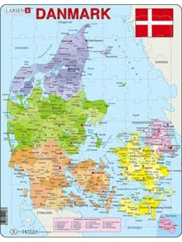 Larsen Puzzles Puzzle Denmark Political - 70 pieces Maxi (36.5x28.5cm) 2D Puzzles