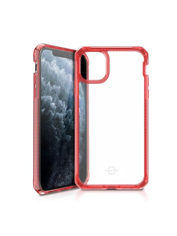 ITSKINS HYBRID CLEAR cover for iPhone 11 Pro Max / XS Max®. Red and transparent