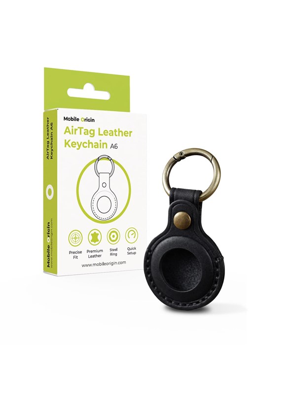 Mobile Origin AirTag Leather Keychain A6 black