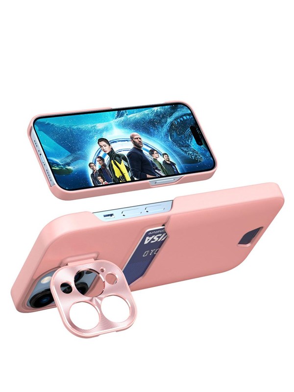 Hurtel Leather Stand Case for Samsung Galaxy S23 Card Wallet Cover with Stand Pink