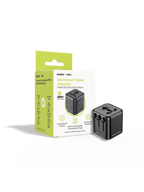 Mobile Origin Universal Travel Adapter PW30 EU/UK/US/AUS Black