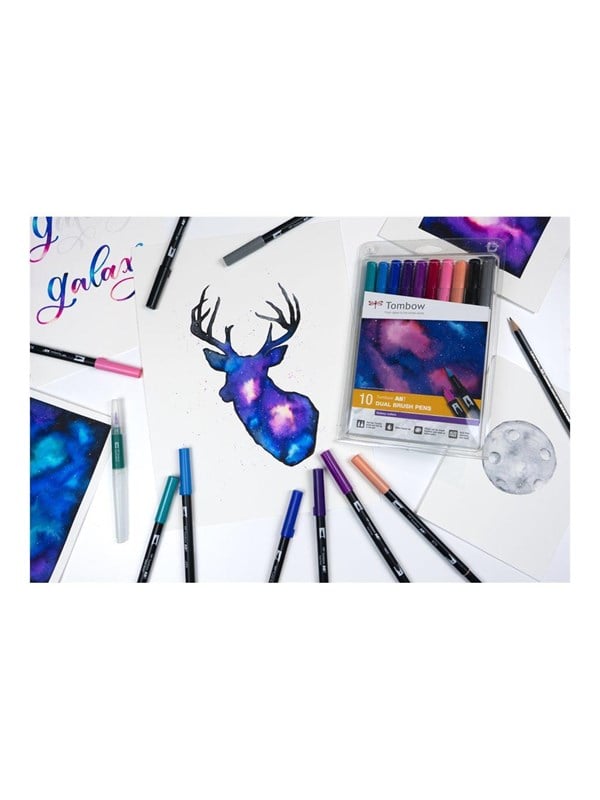American Tombow ABT - twin-tip brush pen - assorted galaxy colors pack of 10
