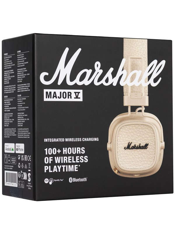 Marshall Major V Bluetooth-Kopfhörer (kabellos, mit 100 Stunden Spielzeit, cremefarben)