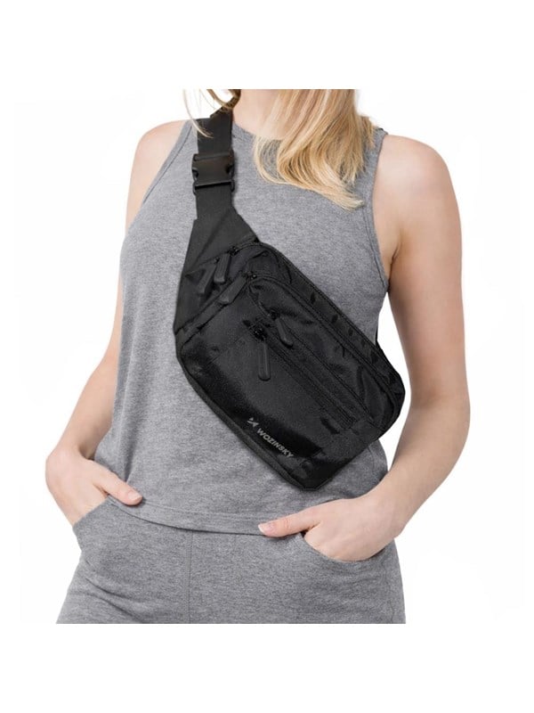 Wozinsky WSB-W1 unisex shoulder bag with adjustable strap waterproof - black