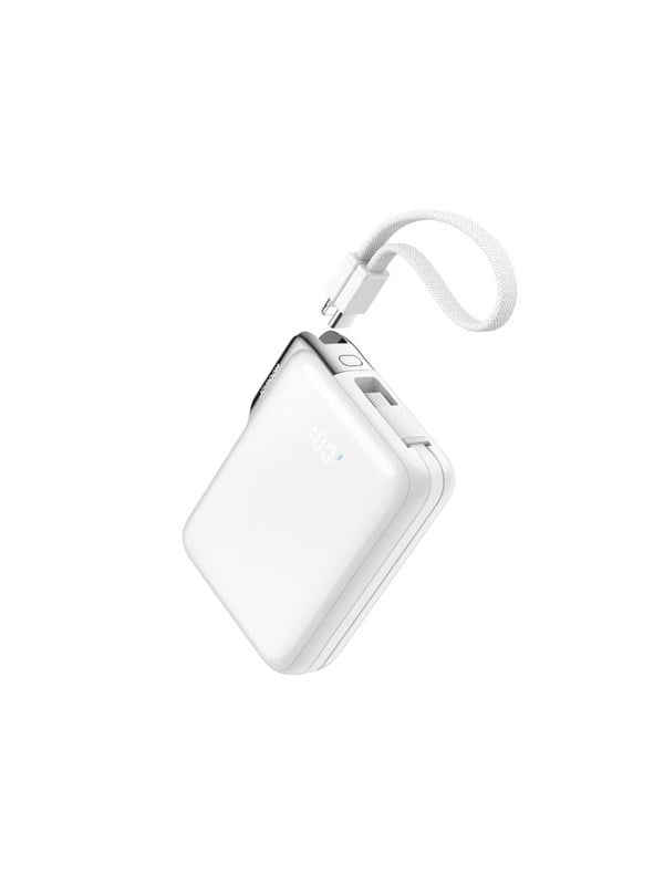 Joyroom JR-PBF27 Pro 10000mAh 30W Power Bank with Built-in USB-C Cable and Additional Bidirectional USB-C to Lightning Cable - White Powerbank (Akku) - Weiß - 10000 mAh