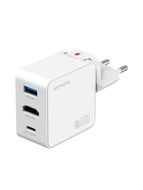 Image of 4smarts 3in1 HDMI hub with charger GaN Flex 65W white