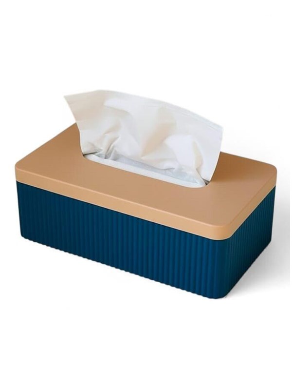 Simiu TISSIVA - Paper Dispenser - Square - Navy BlueBeige - 25 x 14cm