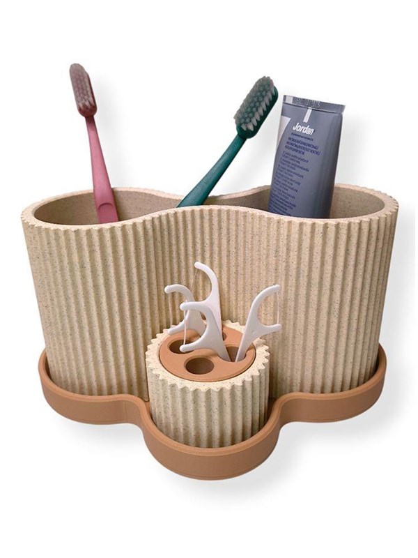 Simiu SNOOVA - Toothbrush Holder With Storage - MarbleBeige
