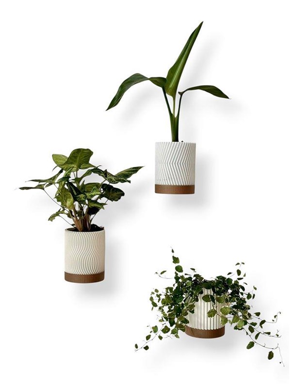 Simiu Flower Pot Hiders For Wall - WhiteMocha - 3 pcs - 8cm high