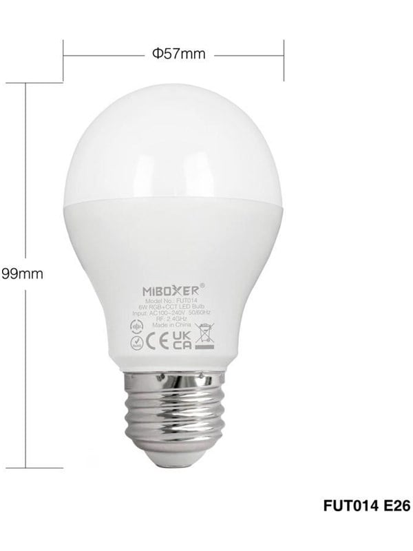 Miboxer LED Pære E27 - 6W - RGB-CCT - WiFi