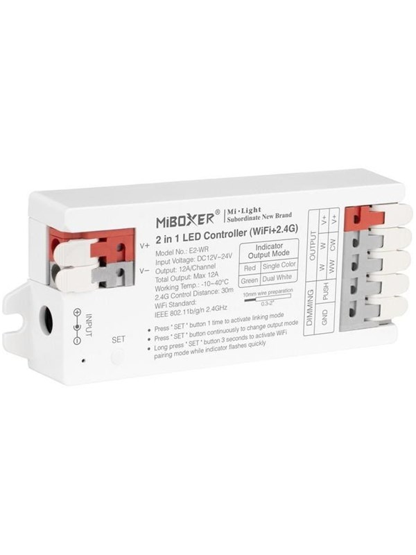 Miboxer WiFi Controller - 2-in-1 - CCT - DC12/24V - WiFi - 2.4GHz RF - 12A
