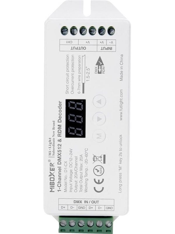 Miboxer LED Controller - DC12/24V - DMX512 (D1-CX)