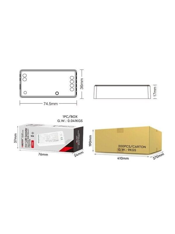 Miboxer LED Controller - 3-in-1 - RGB-CCT - DC12/24V - Zigbee 3.0 - 12A