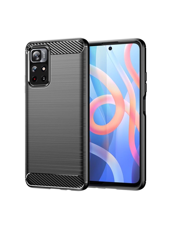 Hurtel Carbon Case Flexible Cover Sleeve for Xiaomi Redmi Note 11 Black