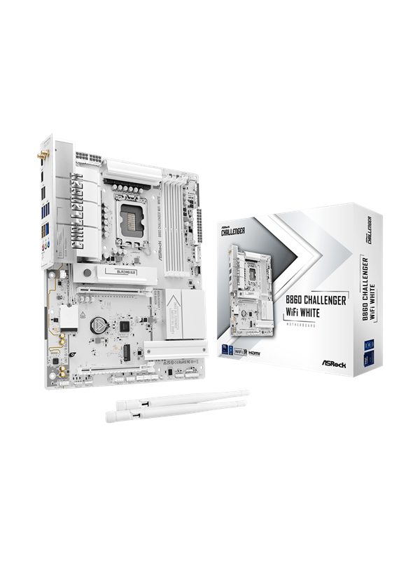 ASRock B860 Challenger WiFi White Mainboard - Intel B860 - Intel LGA1851 - DDR5 RAM - ATX