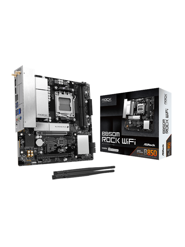 Image of ASRock B850M Rock WiFi Mainboard - AMD B850 - AMD AM5 - DDR5 RAM - Micro-ATX