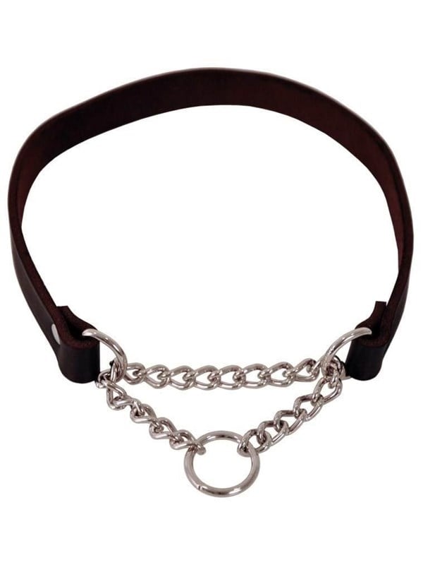 Dogman Lederhalsband für Hunde mit Korrekturkette 18mmx50cm
