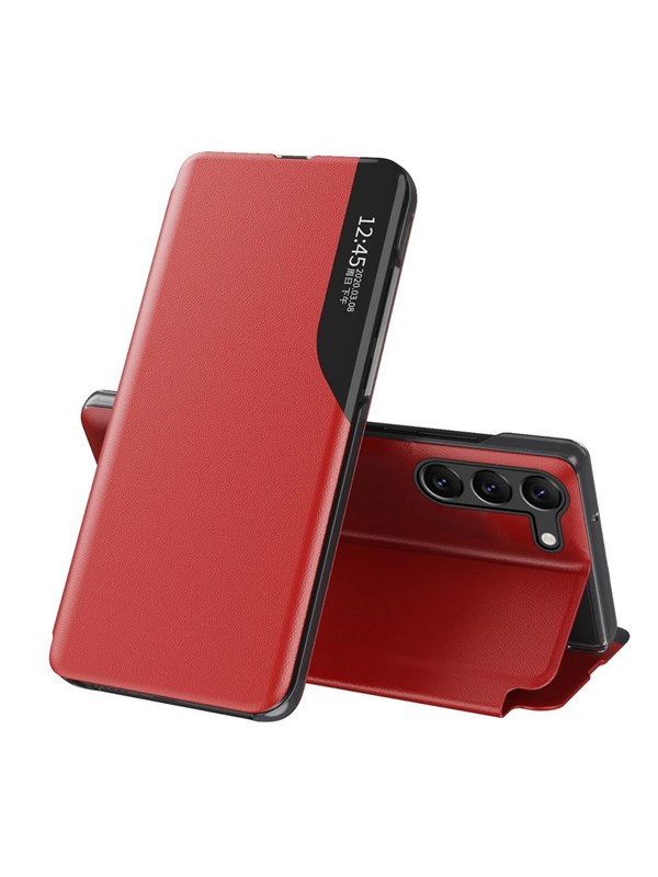 Hurtel Eco Leather View Case for Samsung Galaxy S23+ with a Flip Stand Red