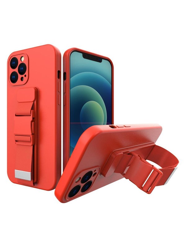 Hurtel Rope Case Silicone Lanyard Cover Purse Lanyard Strap For Xiaomi Poco M4 Pro 5G Red