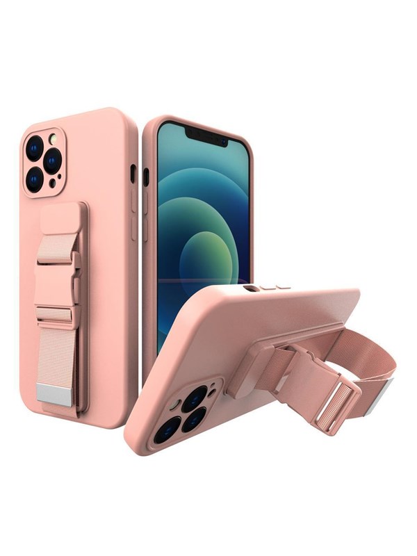 Hurtel Rope Case Silicone Lanyard Cover Purse Lanyard Strap for Xiaomi Poco M4 Pro 5G Pink