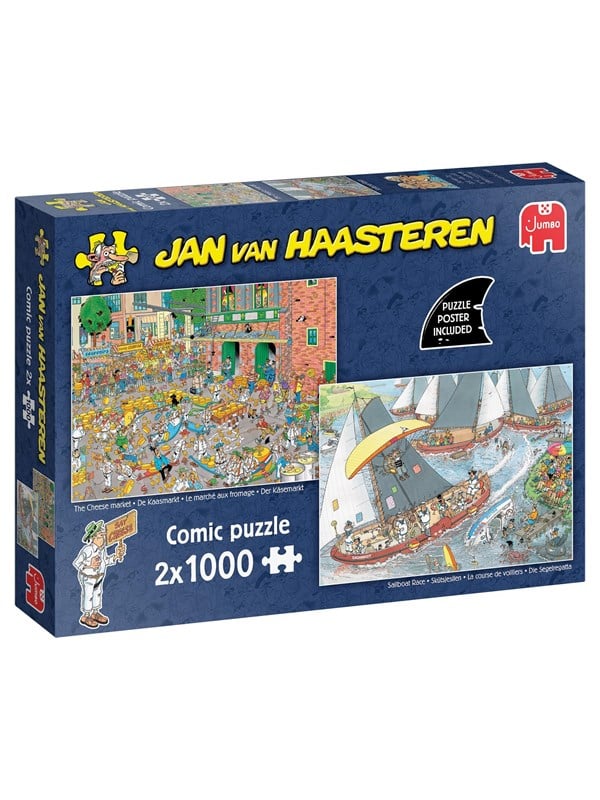 Jumbo Jan van Haasteren Jigsaw Puzzle - The Cheese Market & Skutsjesilen - 2x1000 pcs. Boden