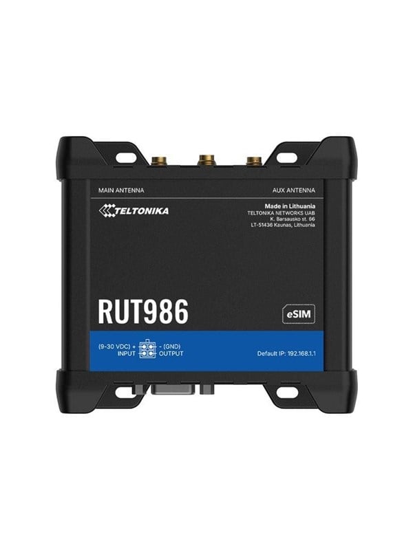 Teltonika RUT986 - wireless router - WWAN - Wi-Fi - 4G 3G 2G - DIN rail mountable surface-mountable wall-mountable - Wireless router N Standard - 802.11n