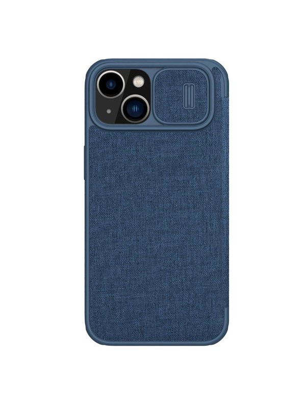 Nillkin Qin Cloth Pro Case Case for iPhone 14 Plus Camera Cover Holster Cover Case with Flip Blue