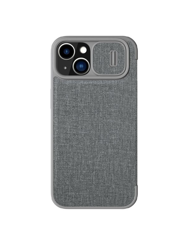 Nillkin Qin Cloth Pro Case Case for iPhone 14 Plus Camera Cover Holster Cover Flip Case Grey