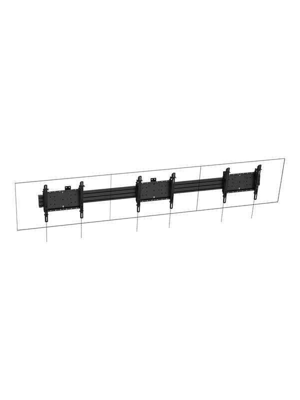 Vision mounting kit - for 3 flat panels - landscape - powder coated matte black - Max 120 kg - recommended for 43"