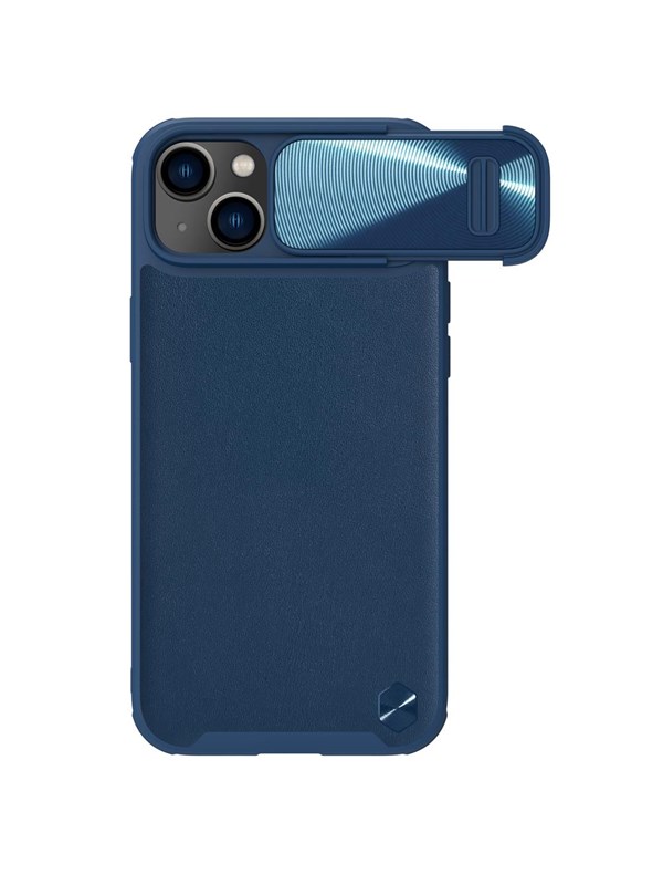 Nillkin CamShield Leather S Case iPhone 14 Plus Case Cover with Camera Cover Blue