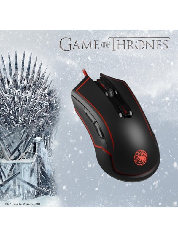 Lexip X TSUME - Targaryen Game of Thrones - mouse - ceramic skates - Wi-Fi USB - black red - Maus Rot