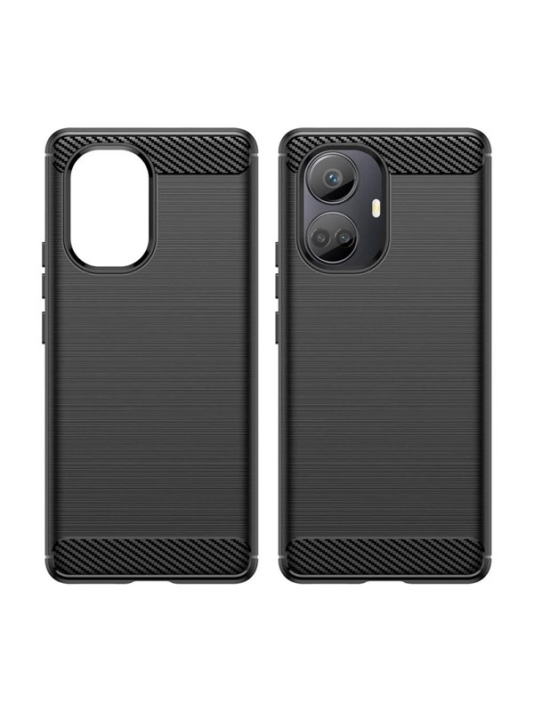 Hurtel Carbon Case for Realme 10 Pro+ Flexible Silicone Carbon Cover Black
