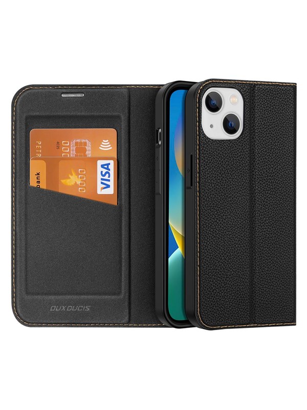 Dux Ducis Skin X2 Case for iPhone 14 Plus Magnetic Flip Cover Black