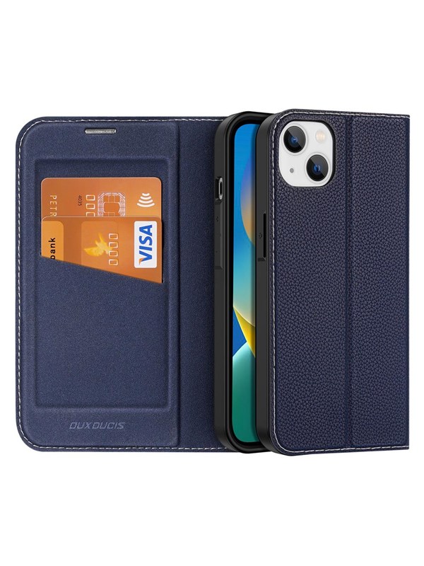 Dux Ducis Skin X2 Case for iPhone 14 Plus Magnetic Flip Cover Blue