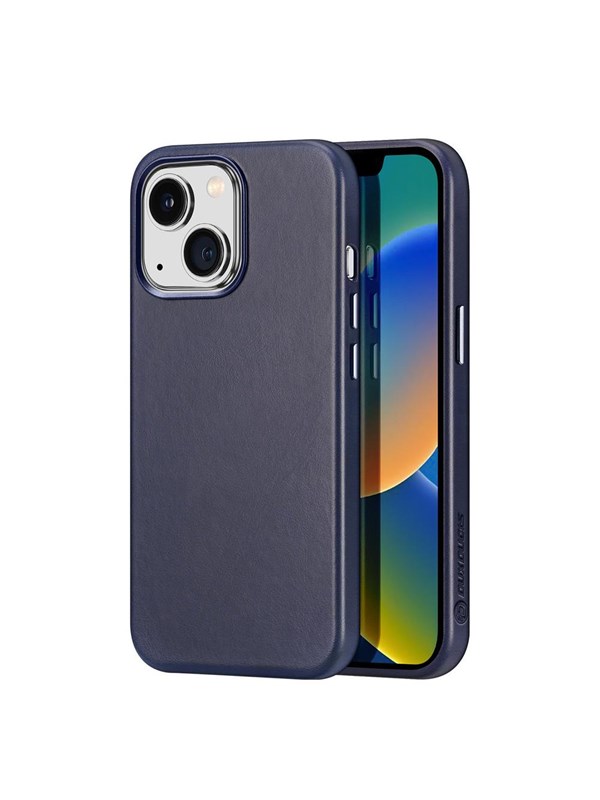 Dux Ducis Naples iPhone 14 Plus Magnetic Leather MagSafe Case Blue