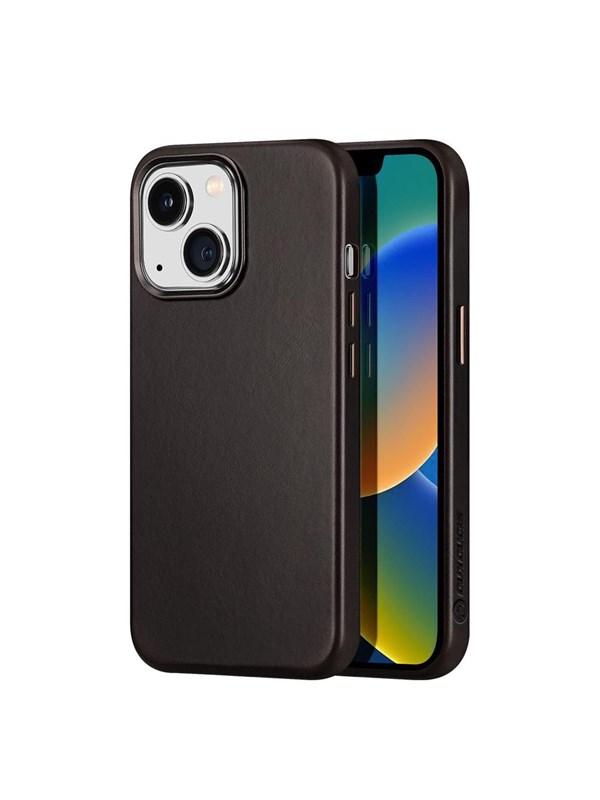 Dux Ducis Naples Case for iPhone 14 Plus Leather Case (MagSafe Compatible) Dark Brown