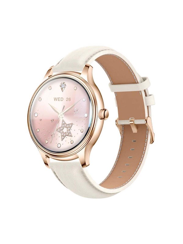 Colmi L28 Gold Smartwatch Bluetooth Gold mit Lederarmband
