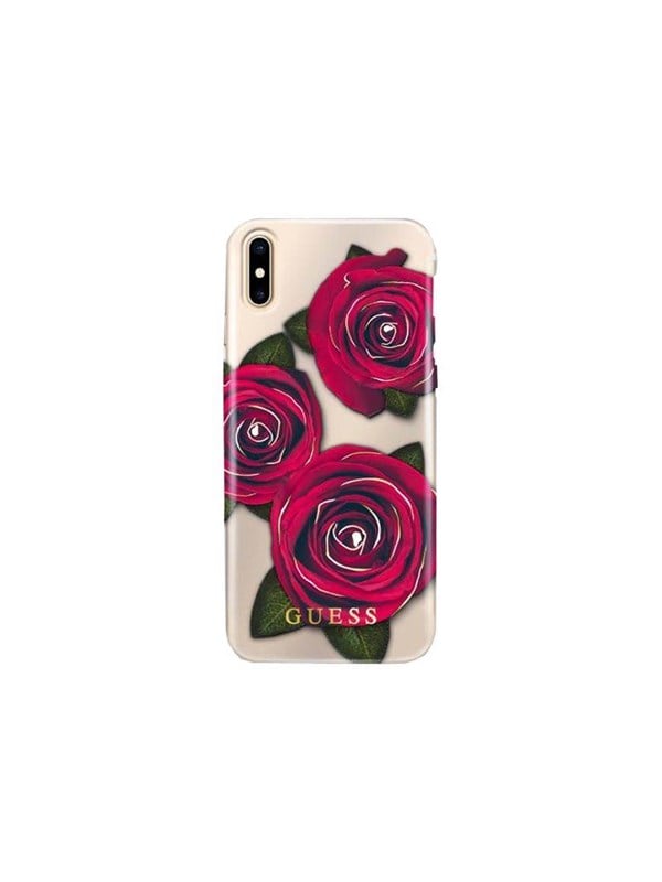 GUESS Flower Desire Red Rose iPhone X Case - Transparent