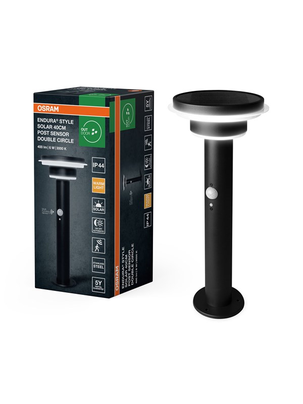 Osram ENDURA Style Solar Double Circle Post 600lm 6W/830 400mm black